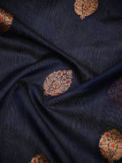 Blue Booti Chanderi Silk Handloom Banarasi Saree - Sacred Weaves