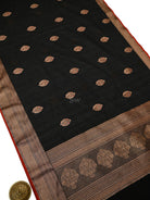 Black Booti Chanderi Silk Handloom Banarasi Saree - Sacred Weaves
