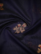Blue Booti Chanderi Silk Handloom Banarasi Saree - Sacred Weaves