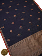 Blue Booti Chanderi Silk Handloom Banarasi Saree - Sacred Weaves