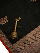 Black Booti Chanderi Silk Handloom Banarasi Saree - Sacred Weaves