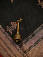 Black Booti Chanderi Silk Handloom Banarasi Saree - Sacred Weaves
