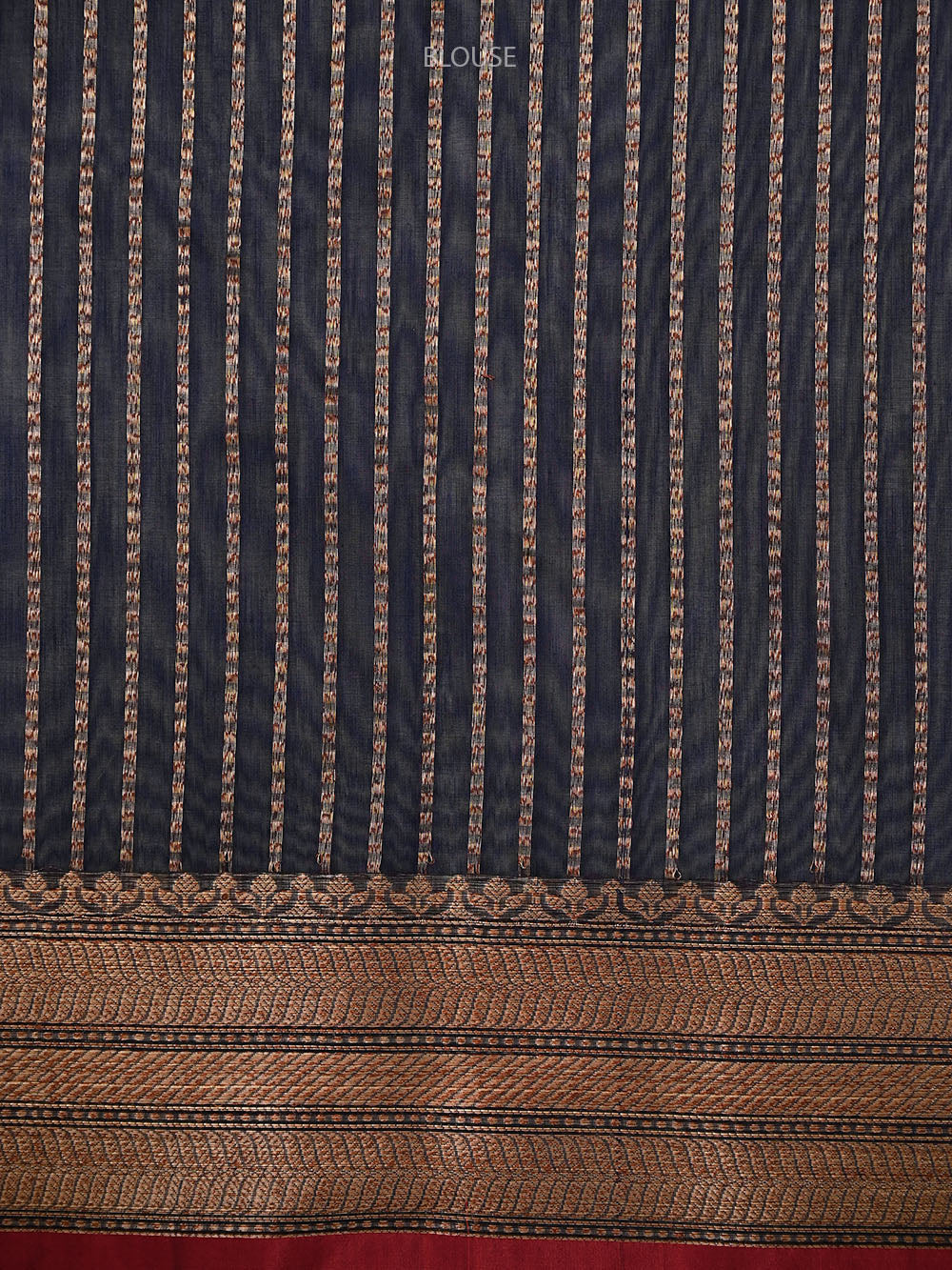 Blue Booti Chanderi Silk Handloom Banarasi Saree - Sacred Weaves