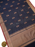Blue Booti Chanderi Silk Handloom Banarasi Saree - Sacred Weaves