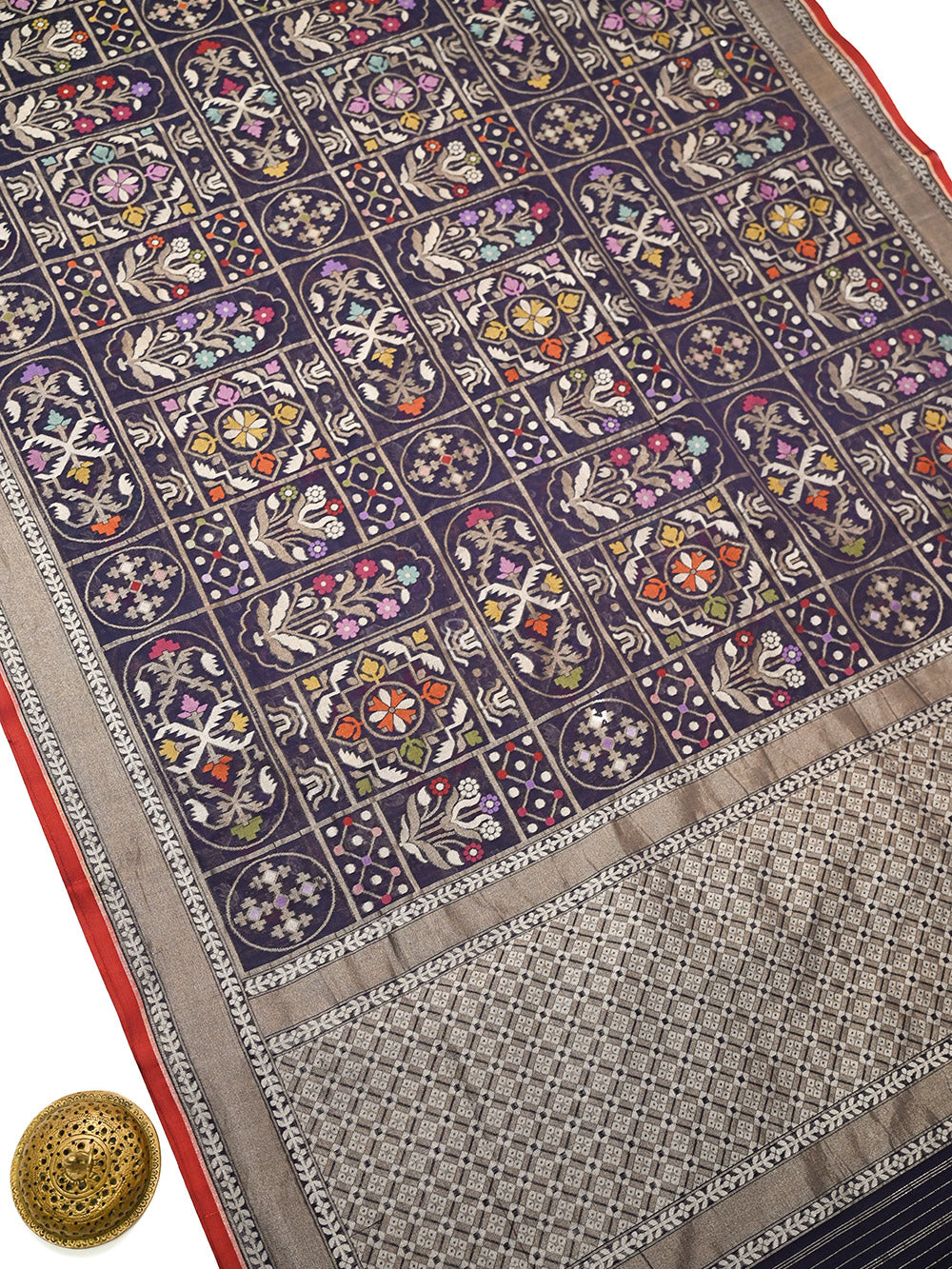 Blue Jaal Cotton Silk Handloom Banarasi Saree - Sacred Weaves