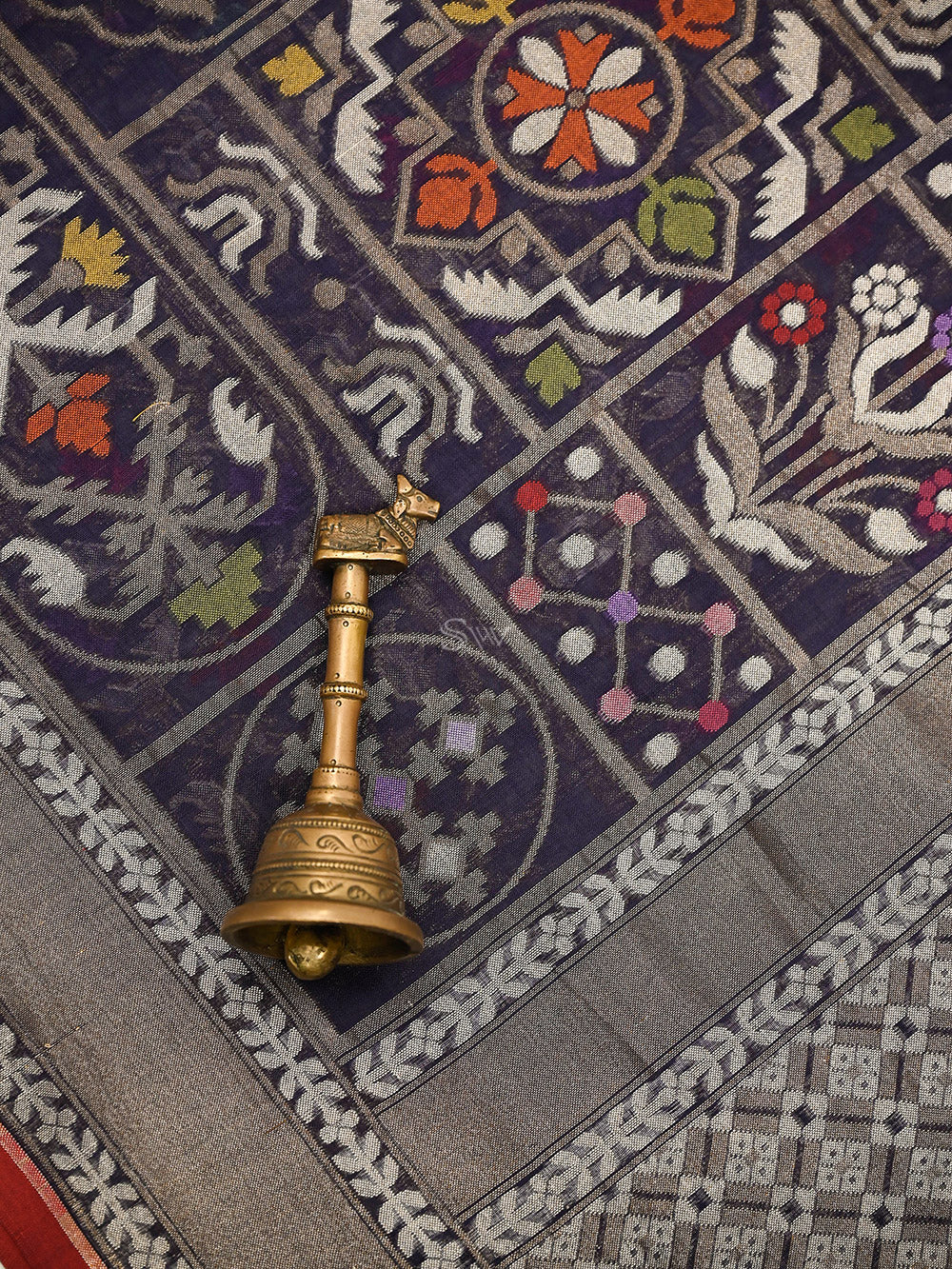 Blue Jaal Cotton Silk Handloom Banarasi Saree - Sacred Weaves