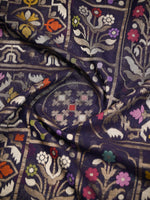 Blue Jaal Cotton Silk Handloom Banarasi Saree - Sacred Weaves