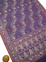 Purple Jaal Cotton Silk Handloom Banarasi Saree - Sacred Weaves