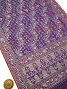 Purple Jaal Cotton Silk Handloom Banarasi Saree - Sacred Weaves