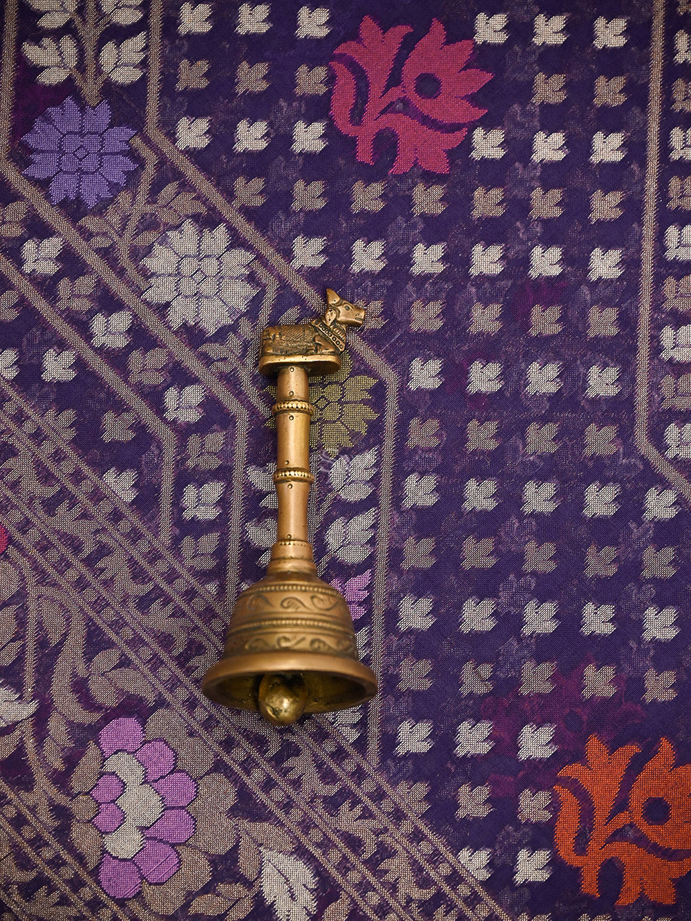 Purple Jaal Cotton Silk Handloom Banarasi Saree - Sacred Weaves