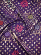 Purple Jaal Cotton Silk Handloom Banarasi Saree - Sacred Weaves