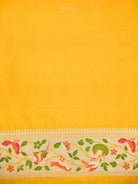 Yellow Shikargah Meenakari Katan Silk Handloom Banarasi Saree - Sacred Weaves