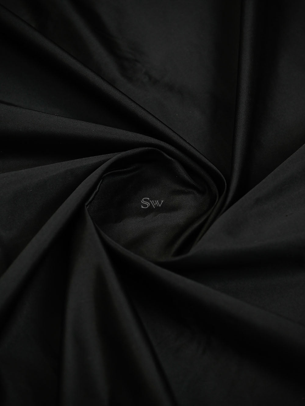 Black Plain Satin Silk Handloom Banarasi Saree - Sacred Weaves