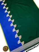 Green Blue Sona Roopa Satin Silk Handloom Banarasi Saree - Sacred Weaves
