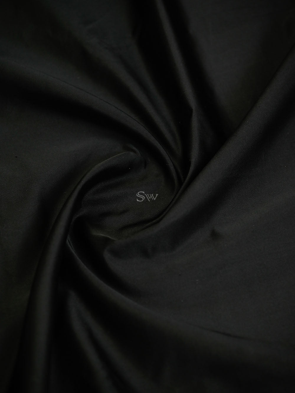 Black Plain Satin Silk Handloom Banarasi Saree - Sacred Weaves