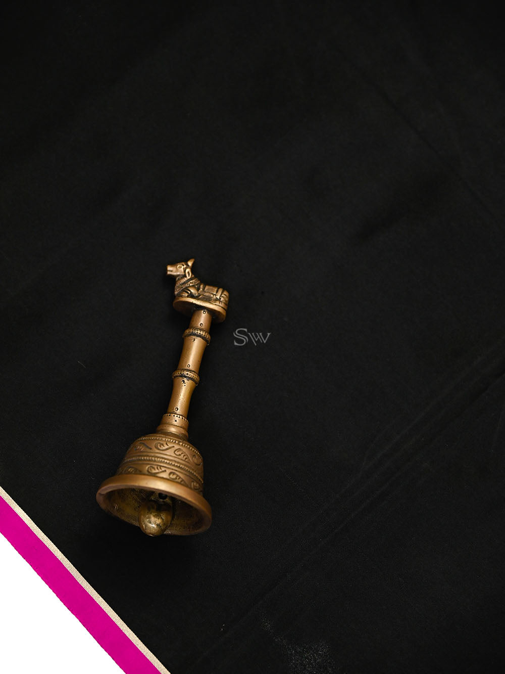 Black Plain Satin Silk Handloom Banarasi Saree - Sacred Weaves