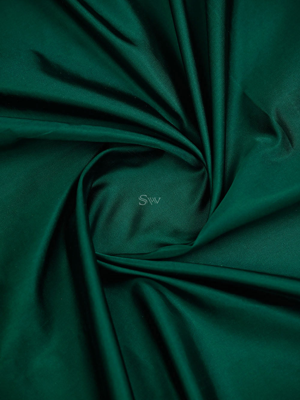 Bottle Green Plain Satin Silk Handloom Banarasi Saree - Sacred Weaves