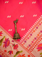 Pink Orange Booti Paithani Katan Silk Handloom Banarasi Saree - Sacred Weaves