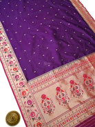 Purple Booti Paithani Katan Silk Handloom Banarasi Saree - Sacred Weaves