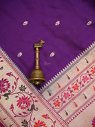 Purple Booti Paithani Katan Silk Handloom Banarasi Saree - Sacred Weaves
