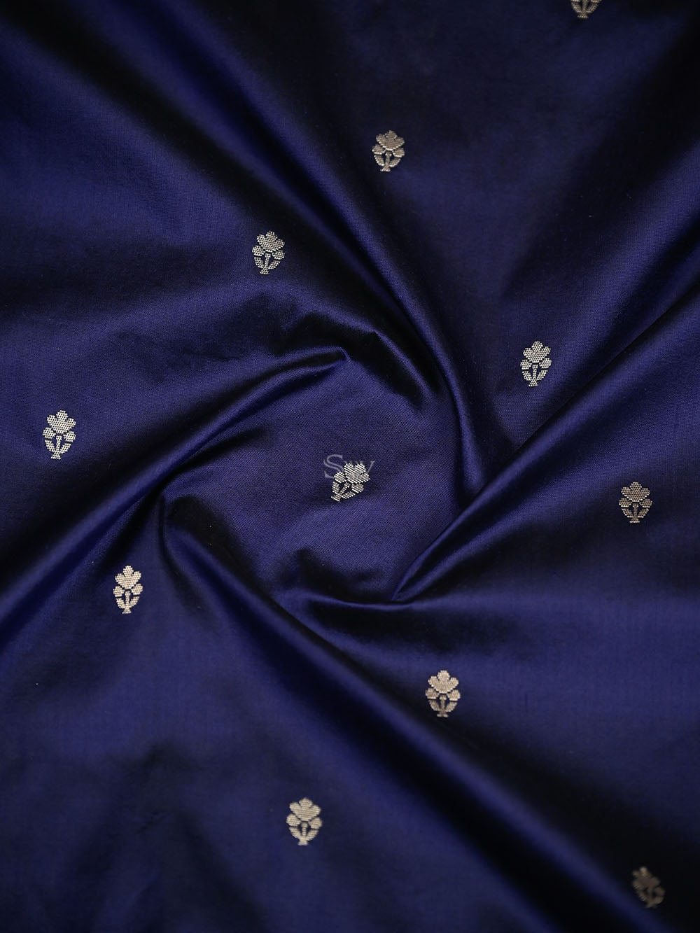 Blue Booti Paithani Katan Silk Handloom Banarasi Saree - Sacred Weaves