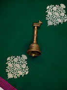 Bottle Green Booti Sona Roopa Satin Silk Handloom Banarasi Saree - Sacred Weaves