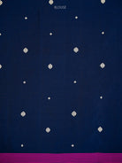Navy Blue Meenakari Satin Silk Handloom Banarasi Saree - Sacred Weaves