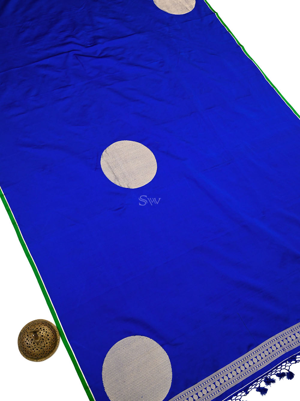 Blue Boota Satin Silk Handloom Banarasi Saree - Sacred Weaves