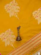 Mustard Plain Meenakari Satin Silk Handloom Banarasi Saree - Sacred Weaves