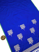 Blue Plain Meenakari Satin Silk Handloom Banarasi Saree - Sacred Weaves