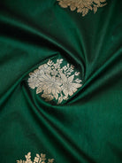 Bottle Green Booti Tussar Silk Handloom Banarasi Saree - Sacred Weaves