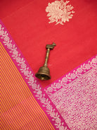 Red Booti Tussar Silk Handloom Banarasi Saree - Sacred Weaves