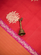 Red Booti Tussar Silk Handloom Banarasi Saree - Sacred Weaves
