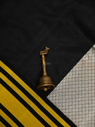 Black Plain Katan Silk Handloom Banarasi Saree - Sacred Weaves