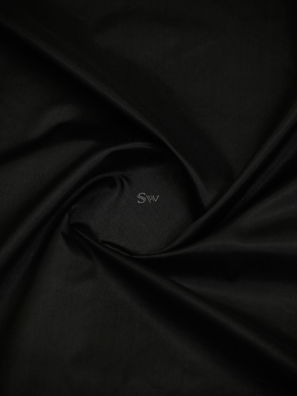 Black Plain Katan Silk Handloom Banarasi Saree - Sacred Weaves