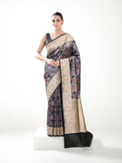 Black Jaal Katan Silk Handloom Banarasi Saree - Sacred Weaves