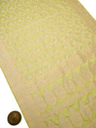 Pista Green Zari Jaal Uppada Katan Silk Handloom Banarasi Saree - Sacred Weaves