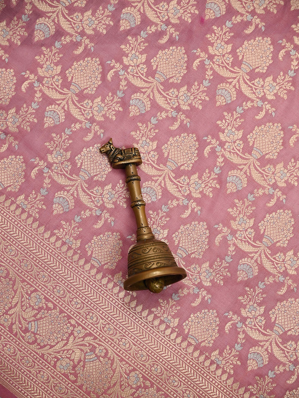 Dusty Pink Zari Jaal Uppada Katan Silk Handloom Banarasi Saree - Sacred Weaves