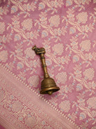 Dusty Pink Zari Jaal Uppada Katan Silk Handloom Banarasi Saree - Sacred Weaves