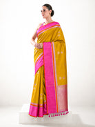 Yellow Booti Tussar Silk Handloom Banarasi Saree - Sacred Weaves