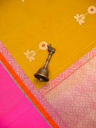 Yellow Booti Tussar Silk Handloom Banarasi Saree - Sacred Weaves