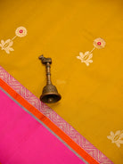 Yellow Booti Tussar Silk Handloom Banarasi Saree - Sacred Weaves
