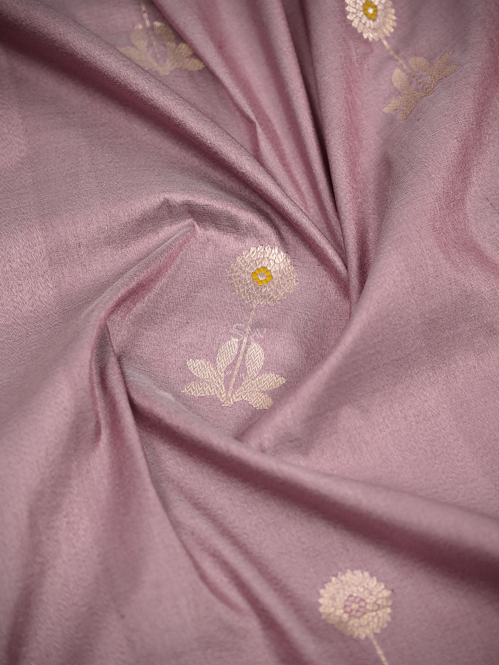 Pastel Pink Booti Tussar Silk Handloom Banarasi Saree - Sacred Weaves