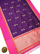 Purple Booti Tussar Silk Handloom Banarasi Saree - Sacred Weaves