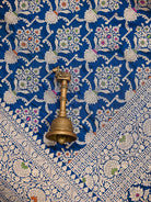 Midnight Blue Meenakari Uppada Jaal Katan Silk Handloom Banarasi Saree - Sacred Weaves