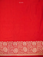 Bottle Green Red Booti Tussar Silk Handloom Banarasi Saree - Sacred Weaves