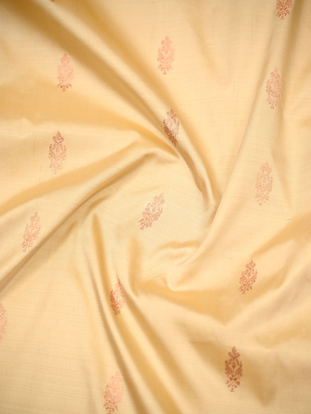 Beige Floral Boota Katan Silk Handloom Banarasi Saree - Sacred Weaves