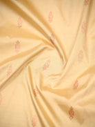 Beige Floral Boota Katan Silk Handloom Banarasi Saree - Sacred Weaves
