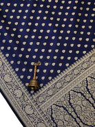 Blue Zari Booti Uppada Katan Silk Handloom Banarasi Saree - Sacred Weaves