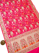 Dark Pink Shikargah Meenakari Katan Silk Handloom Banarasi Saree - Sacred Weaves